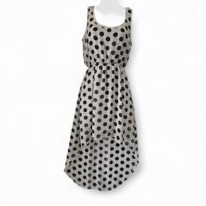 White & Black Polka Dot High-Low Sleeveless Dress